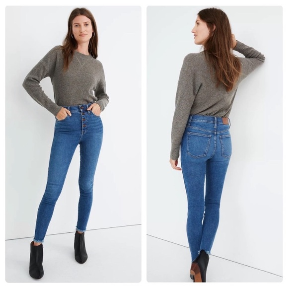 Madewell 10” High Rise Skinny Jeans Button Fly Mackey Wash Blue Size 27 NWT - Picture 2 of 4